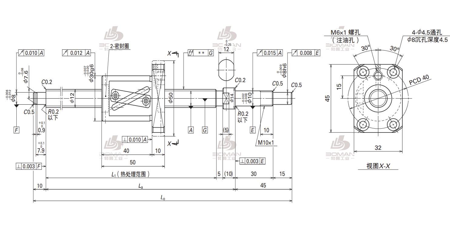 NSK W1201FA-5P-C5Z10(无大头,总长230)-FA标准滚珠丝杠