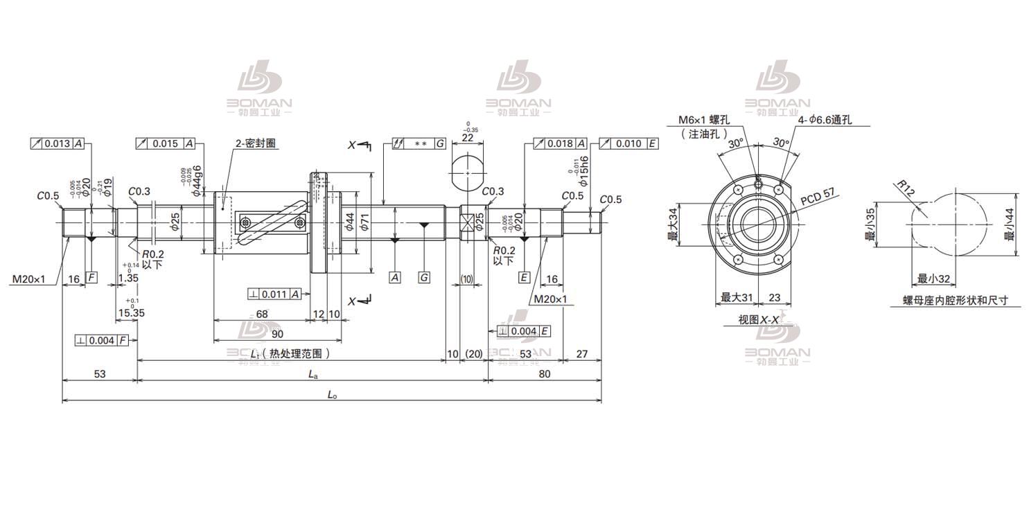 W2507FA-4-C5T25-SA标准滚珠丝杠