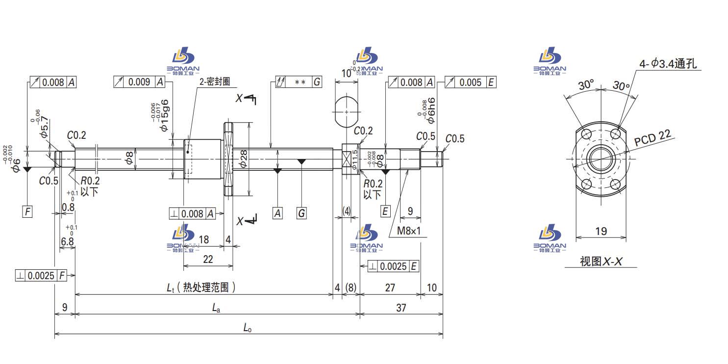 W0800MA-4Y-C3T1.5-MA标准滚珠丝杠