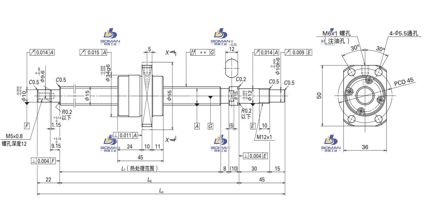 W1505FA-7PG-C5Z20-FA标准滚珠丝杠