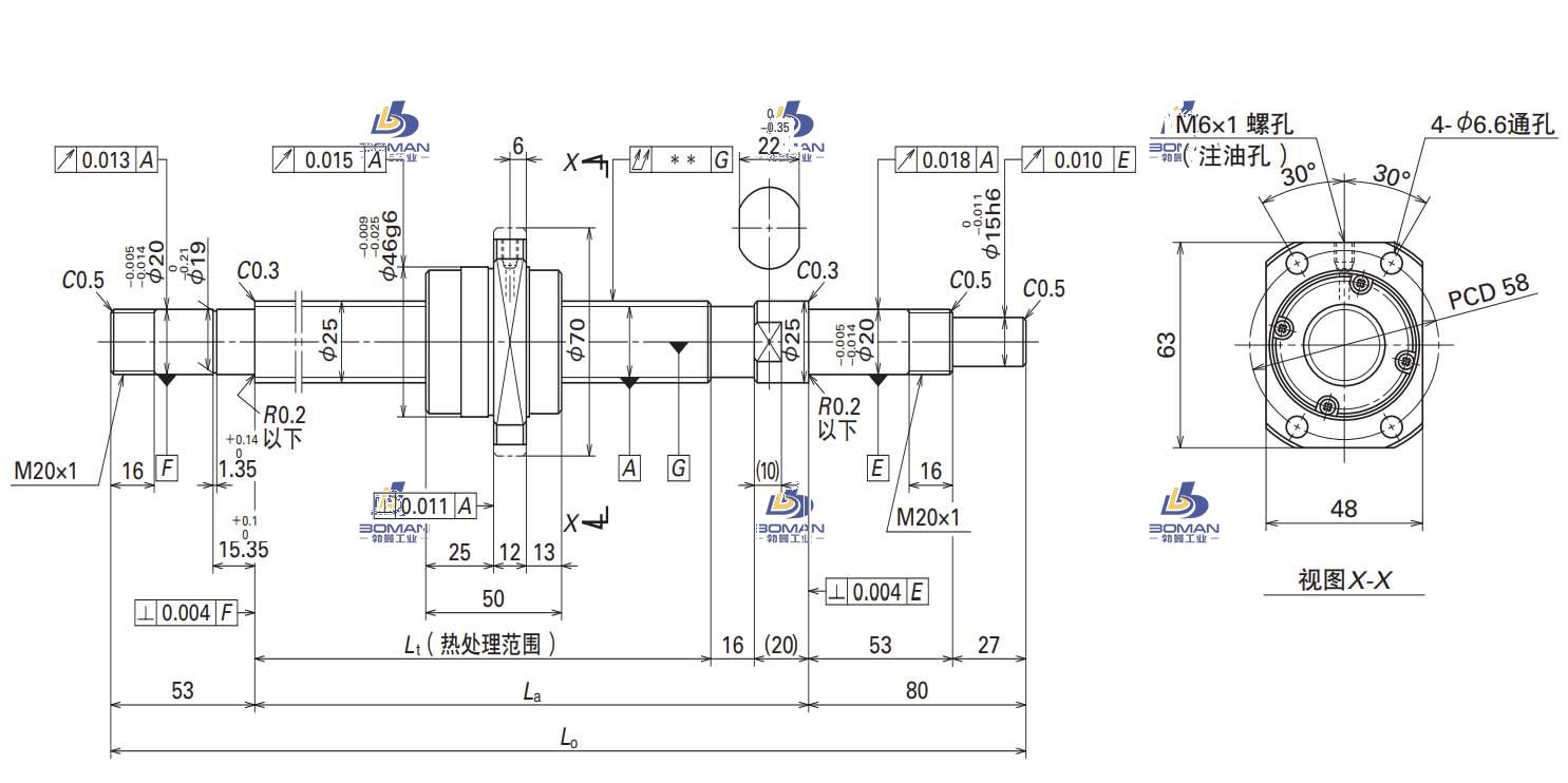 W2508FA-2GX-C5Z50-轴端完成品滚珠丝杠
