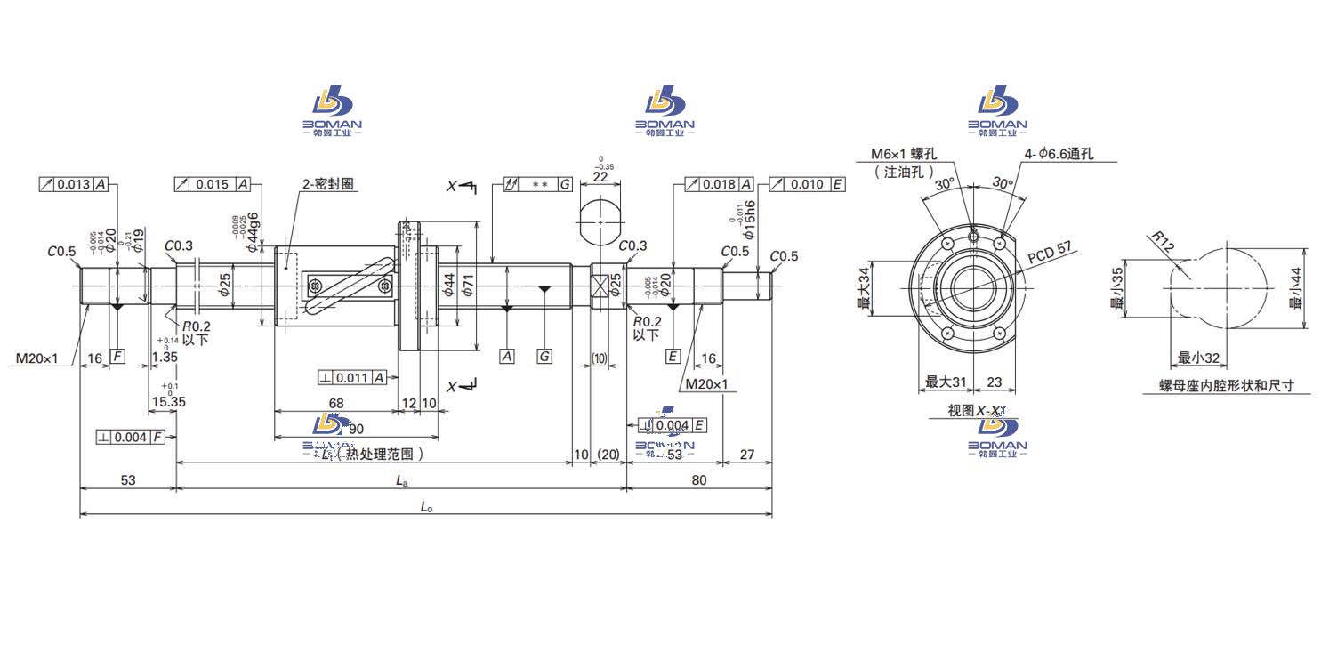 W2521FA-4-C5T25-FA标准滚珠丝杠