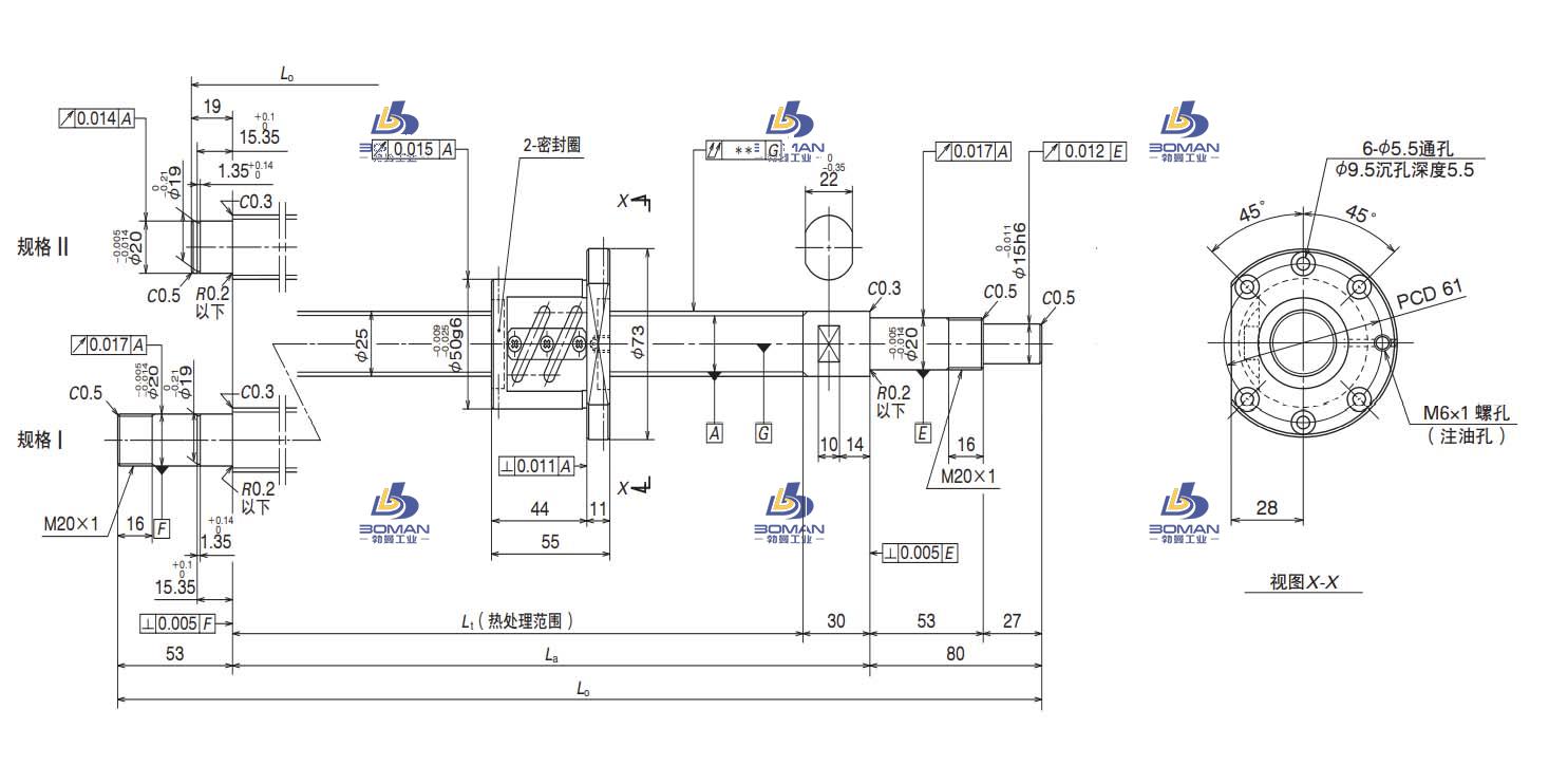W2507SA-2P-C5Z5-MA标准滚珠丝杠