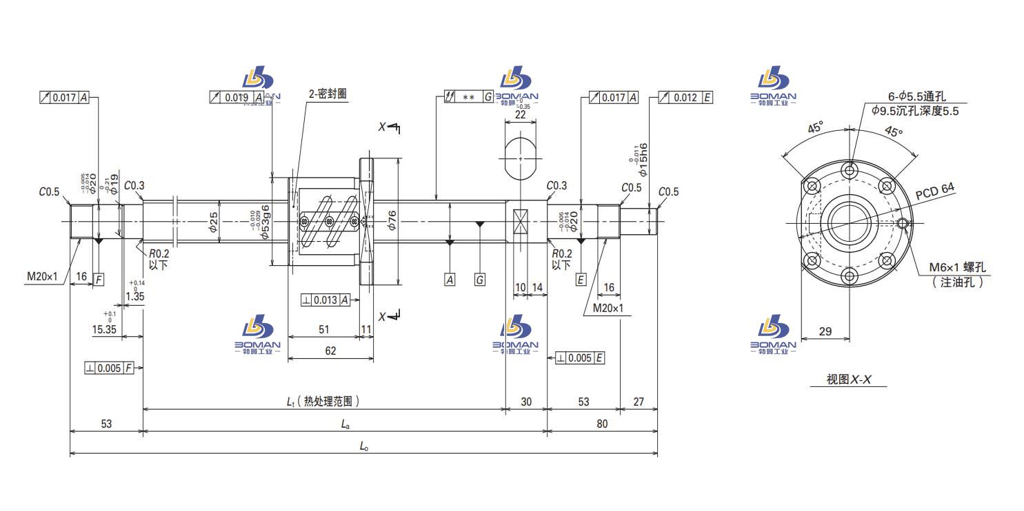 W2505SA-3P-C5Z6-FA标准滚珠丝杠