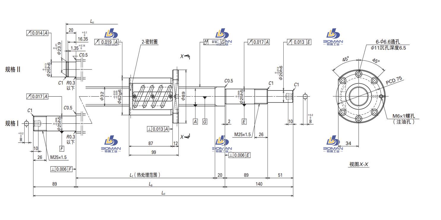 W3205SA-4Z-C5Z6-轴端完成品滚珠丝杠